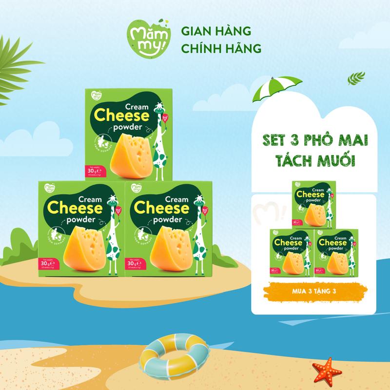 [KOC][MUA 3 TẶNG 3] Combo 3 hộp phô mai tách muối hồng Mămmy dạng bột rắc cơm, cháo cho bé ăn dặm, hộp 10 ống (3g/ ống)