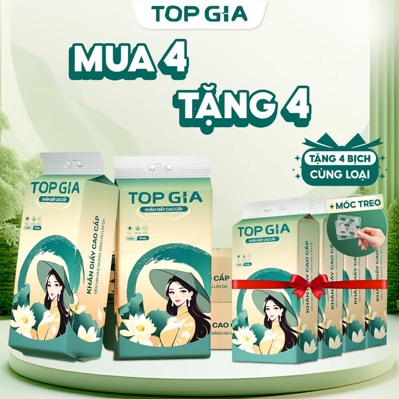 MUA 4 TẶNG 4 COMBO bịch giấy rút đáy treo tường Sắc Việt TOPGIA chính hãng Tặng móc treo - Giấy rút 4 lớp - Size lớn khổ to cao cấp Đạt Chuẩn Bộ Công Thương Top Gia Hà Nội F0100 Giadungtienich Giayruttopgia