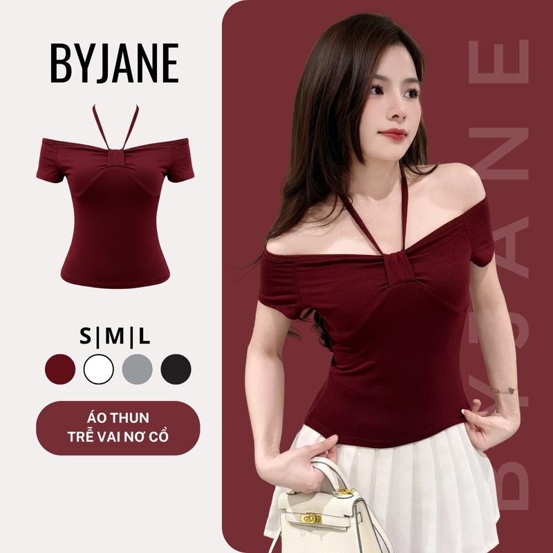 Áo Thun Trễ Vai Thắt Dây Cổ Yếm - BYJANE-615