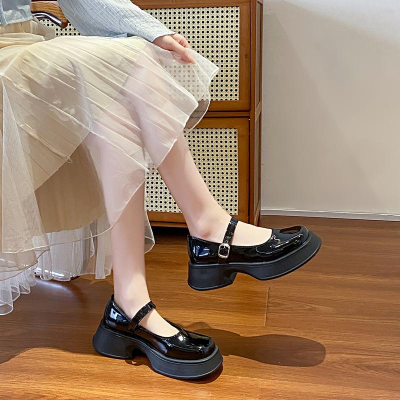 SK-034 [Sepatu DNY] Sepatu Kerja Cewek Hitam Polos Simple Sepatu Platform Wanita Kasual Spatu Loafers Shoes Perempuan 4