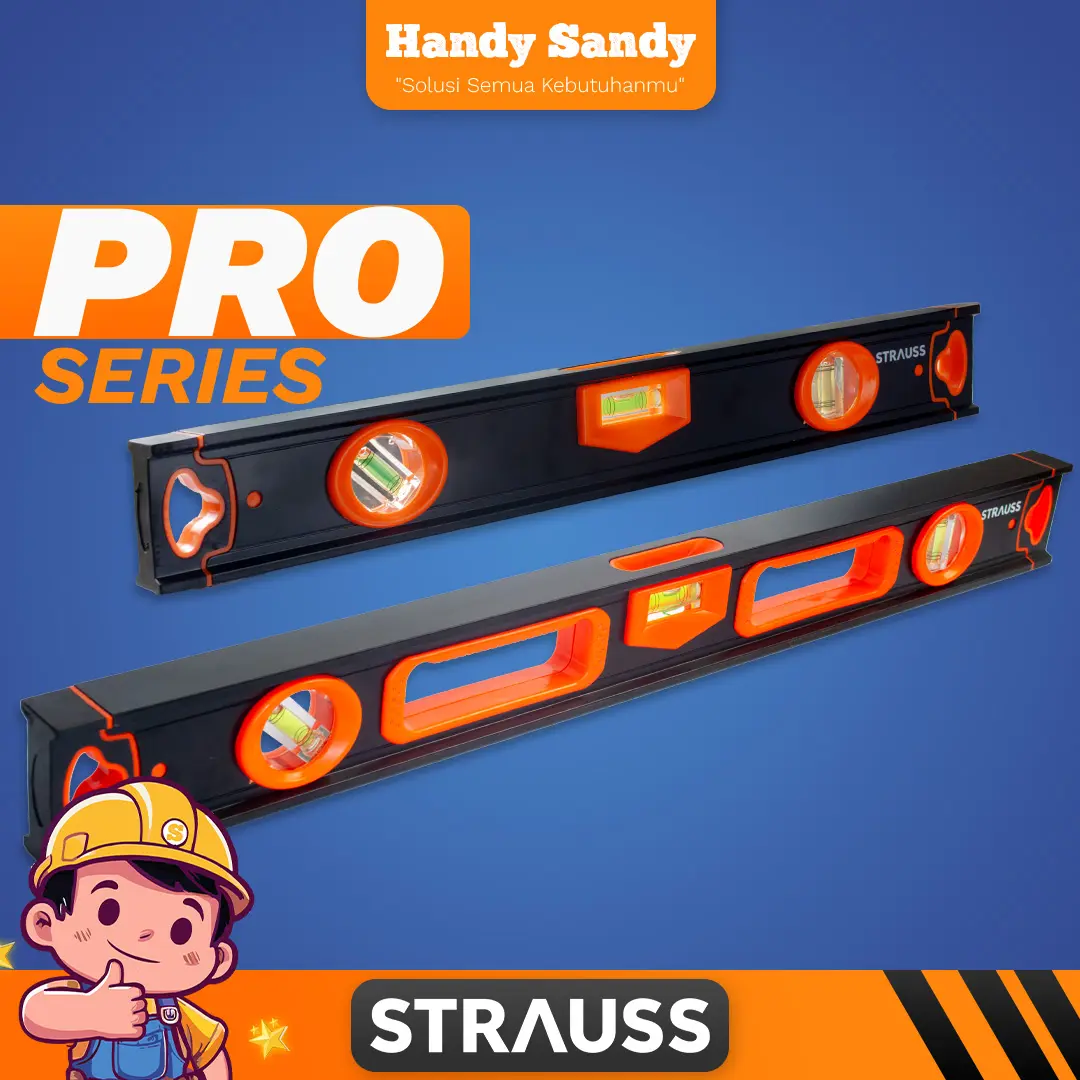 STRAUSS Waterpass DEX 18" & 24" - Waterpass Aluminium Magnet Kuat dengan Karet Pelindung Tahan Banting