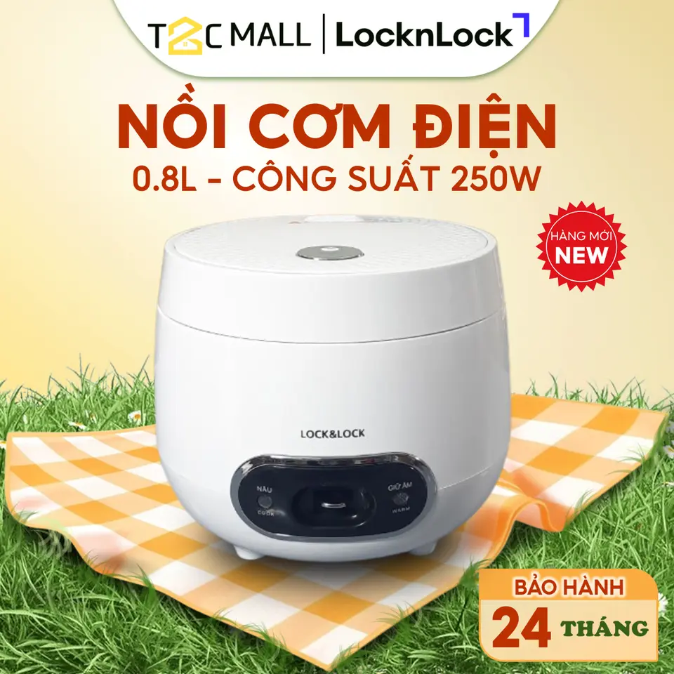 Nồi Cơm Điện LocknLock Dung Tích 0.8L Công Suất 250W Màu Trắng Cao Cấp Chính Hãng EJR426WHT - T2CMall