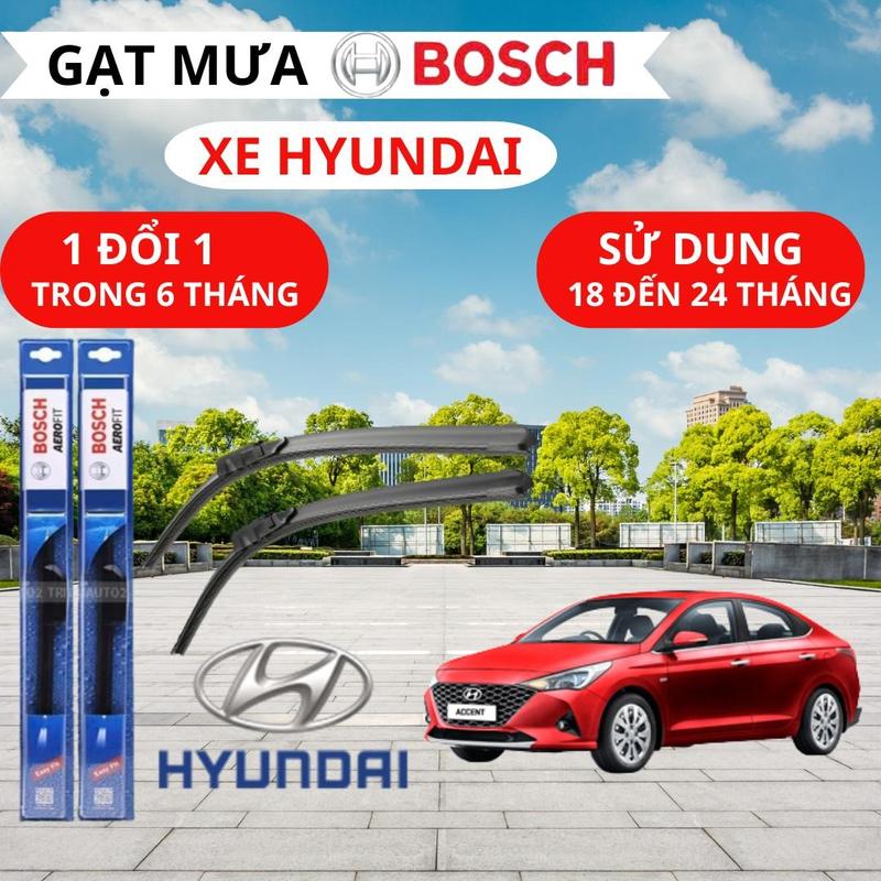   HYUNDAI  Bộ gạt mưa xe ô tô của BOSCH lưỡi gạt mưa ô tô xương mềm lưỡi silicon siêu sạch : Accent Elantra i10 SantaFe Kona Tucson.. Cao Su gạt mưa chính hãng gạt kính ô tô 