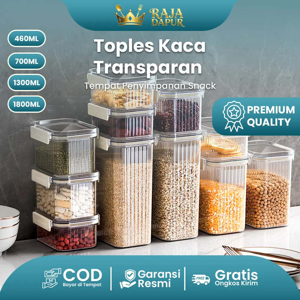 Raja Dapur Toples Bening Toples Kedap Udara Toples Snack Toples Bumbu Toples Makanan Wadah Plastik Kotak
