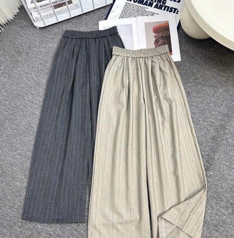 Mã 40-(Mã mới)- Quần KẺ SỌC RUBY cạp chun chất gold hàn -form chuẩn cạp cao