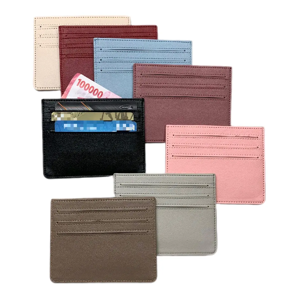 Prade Luxser Dompet Kartu Polos Kulit Mini - 6 Slot Simpan Kartu Sisi Bolak Balik - Unisex - Dompet Elegan untuk Pria Wanita