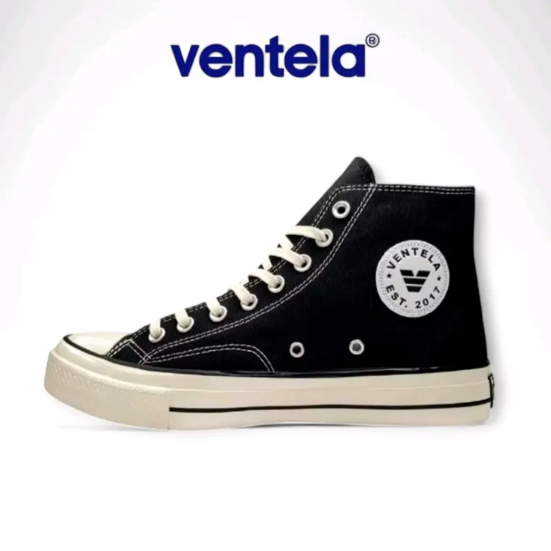 Ventela 70s High Black Natural Original Sepatu Sneakers Casual Pria Wanita Canvas Shoes Bts BN High NEW 37