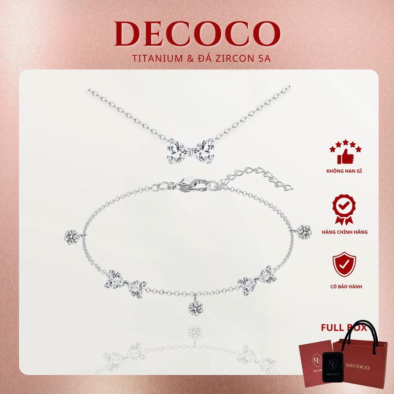 MUA 1 TẶNG 1 VÒNG CỔ BOWIE KHÔNG ĐEN GỈ - Vòng tay lắc tay Phụ Kiện Nữ đá rơi và nơ HERIS De Coco kèm Túi giấy + Hộp + Thiệp vòng Móc Khoá Women Móc Khóa Dây Chuyền Trang Sức