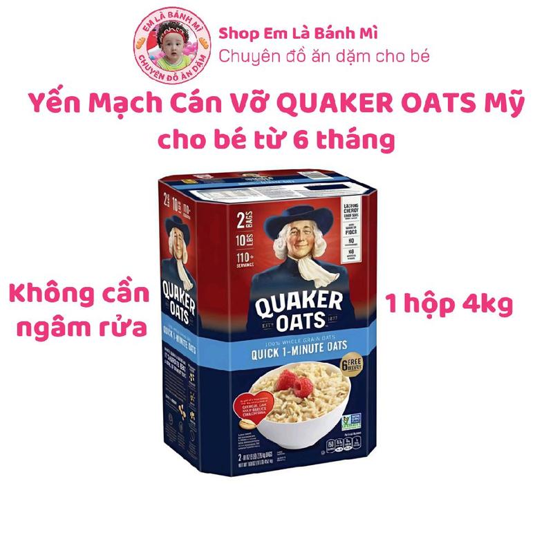 Yến Mạch Cán Vỡ QUAKER OATS Mỹ nấu cháo làm bánh cho bé từ 6 tháng