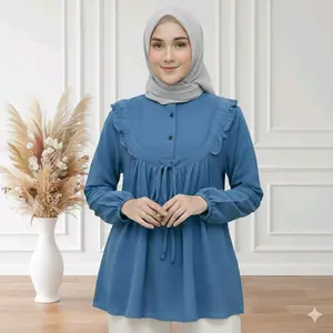 Atasan Blouse Cringkel Model Rempel Tali Dada, Blouse Cringkel moder terbaru