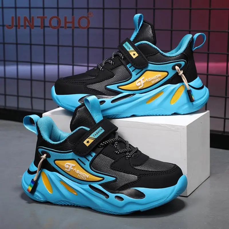 JINTOHO Four Seasons Children's Fashion Sports Shoes Leather Boys' Running Sneakers Flat Casual Walking Shoes Lightweight