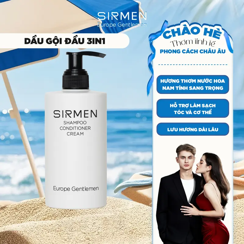 Dầu gội xả dưỡng nam 3 in 1 hương nước hoa châu Âu SIRMEN Europe Gentlemen giúp sạch da đầu, tóc chắc khoẻ chiết xuất từ công nghệ tiên tiến 320g 0
