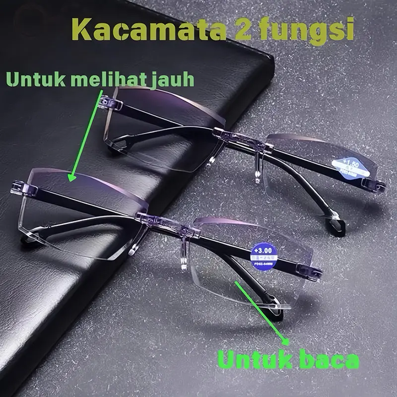 【Beli 1 Gratis 2】Kacamata baca multifungsi (bisa untuk membaca dan dipakai di luar), model trendi dan kekinian, lensa bifokal anti silau & anti radiasi, uniseks, penglihatan lebih jelas, cocok untuk usia 30–70 tahun 2
