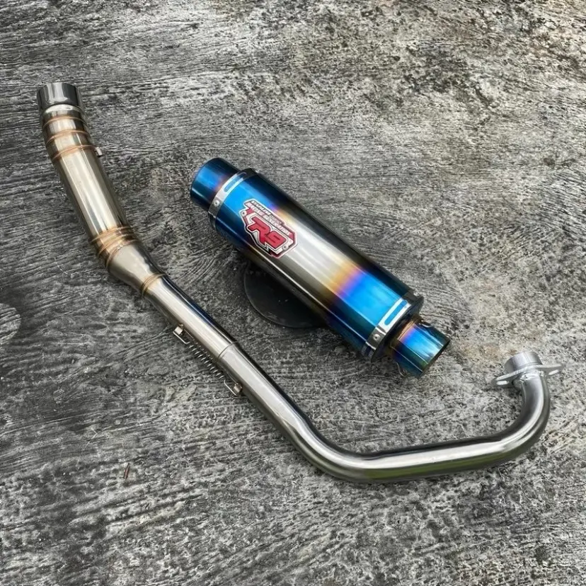 Knalpot R9 Mugello Biru untuk Vixion R15 Byson CB150R CBR 150 Sonik GSX Satria FU Jupiter Vega Blade Revo Supra SMAS dan Kendaraan Bermotor Lainnya