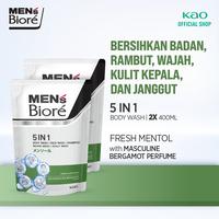Gambar Men's Biore 5 in 1 Shampoo & Sabun Mandi Cair Pria Fresh Menthol  400ml Pouch Twinpack - Tanpa Gift dari KAO Indonesia Kab. Bekasi 1 Tokopedia
