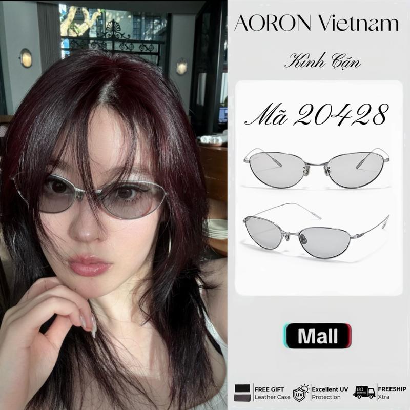 Kính Râm Cao Cấp Mắt Mèo Vành Vàng,gọng kính cận nữ,kính mắt đẹp cho nữ,Chống Ánh Sáng Xanh,Kính Không Đặt Hàng 20428 Women,kính mắt mèo nữ