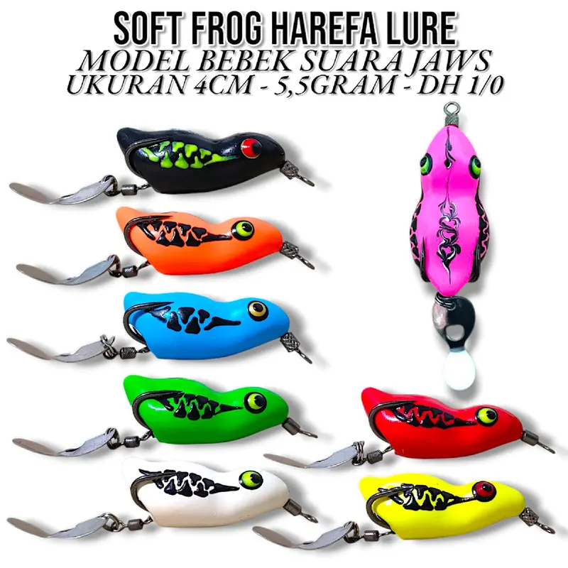 SOFT FROG BERISIK SUARA JAWS MODEL BEBEK HAREFA LURE. UKURAN 3,5CM - 4CM - 4,5CM - 5CM. UMPAN CASTING GABUS DAN TOMAN 2