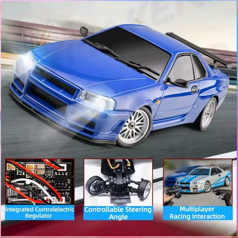 RC DRIFT RWD NISSAN SKYLINE GTR R34 R-34 BODY METAL ALLOY SCALE 1/18 FAST FURIOUS BRIAN Remote Toys Control 3