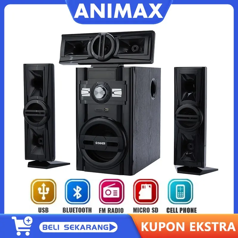 Animax Speaker Aktif Bluetooth Speaker Bass Subwoofer Karaoke Speaker Tabung 5 inch Subwoofer Car Bluettooh Radio TF Karaoke - AC / DC Aktif Wireless Portable Mobil