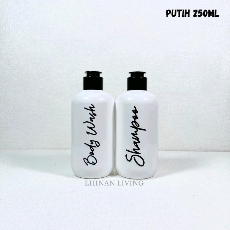 Botol Sabun Cair Aesthetic Plastik PET Flip Top Tebal - Hitam & Putih 250ml 8