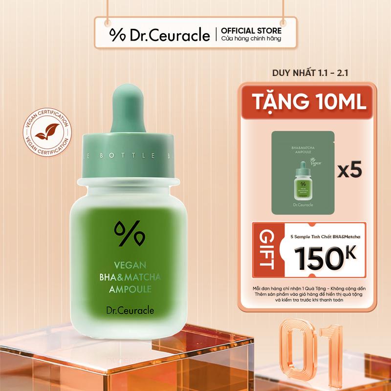  Tinh Chất Giảm Mụn Kiềm Dầu Dr.Ceuracle Vegan BHA & Matcha Ampoule 30ml 