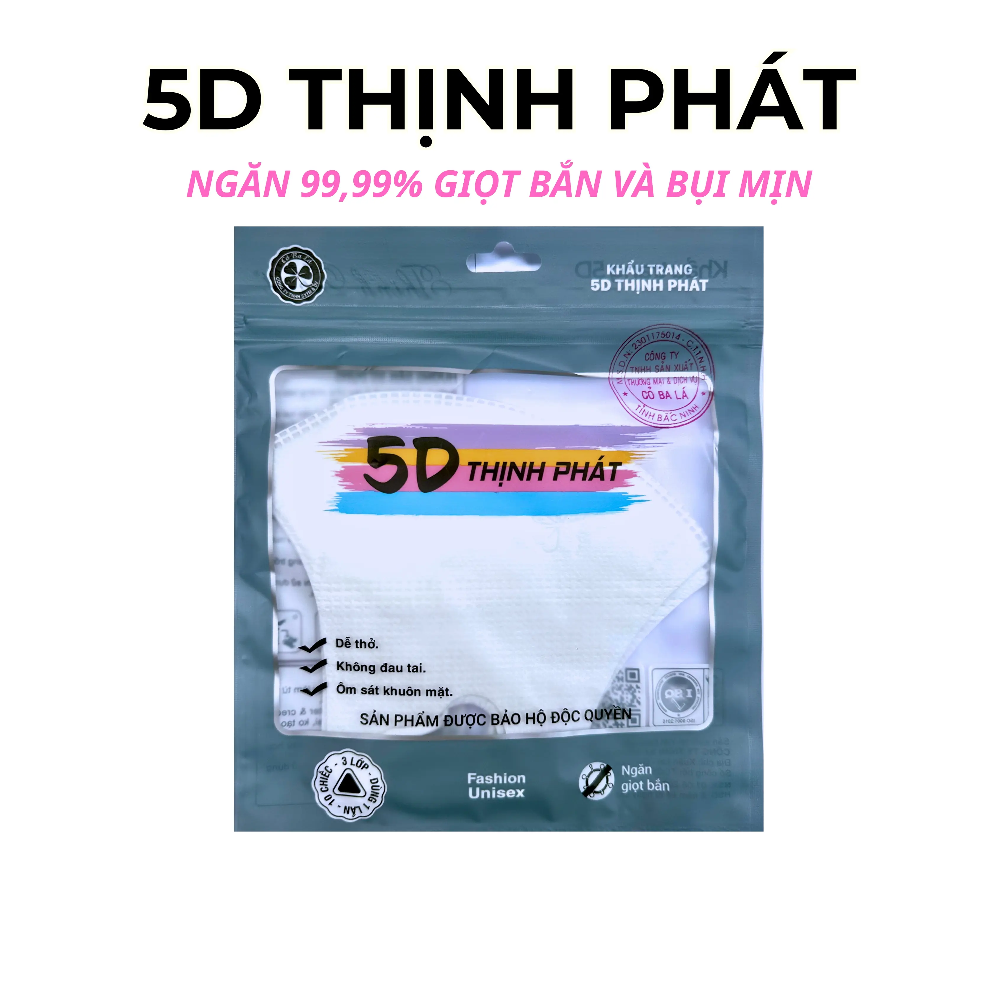 [Set 100-200C] Khẩu Trang Thịnh Phát 5D 3 Lớp Kháng Khuẩn Dùng Một Lần Phụ Kiện Che Mặt Nam Đèn Accessories Voi Ngăn Ngừa bụi mịn Nhung