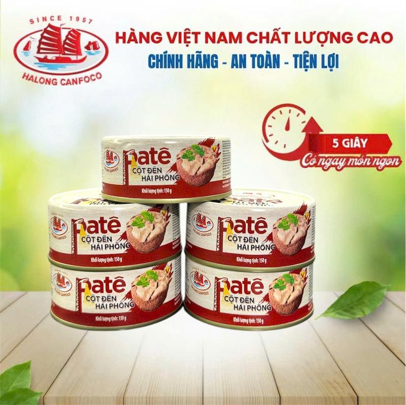 Hộp to Combo 5 hộp Pate cột đèn Hải Phòng nhiều tiêu 150g - Ăn với bánh mỳ cơm xôi đều ngon tiện lợi dùng cho người lớn và trẻ em đều được. Tiện lợi mang đi làm du lịch picnic.