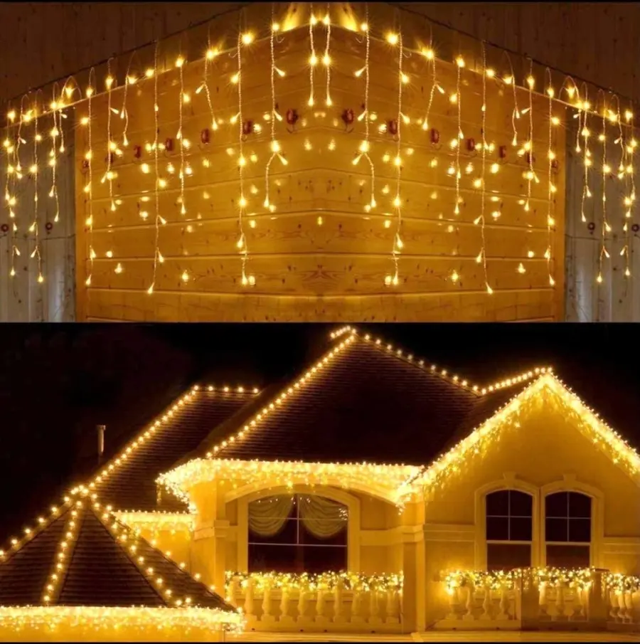 Lampu Natal Tirai 4.5m dengan 90 Lampu Warna Putih Kuning Hangat