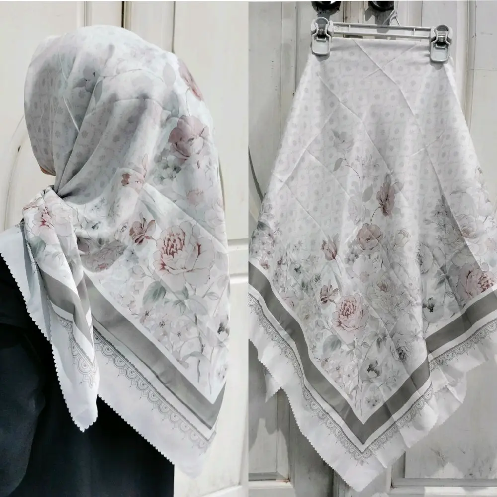 Hijab Segiempat Voal Motif Premium Best Seller - Kerudung Cantik, Lembut, Nyaman Muslim Square - 113x113cm