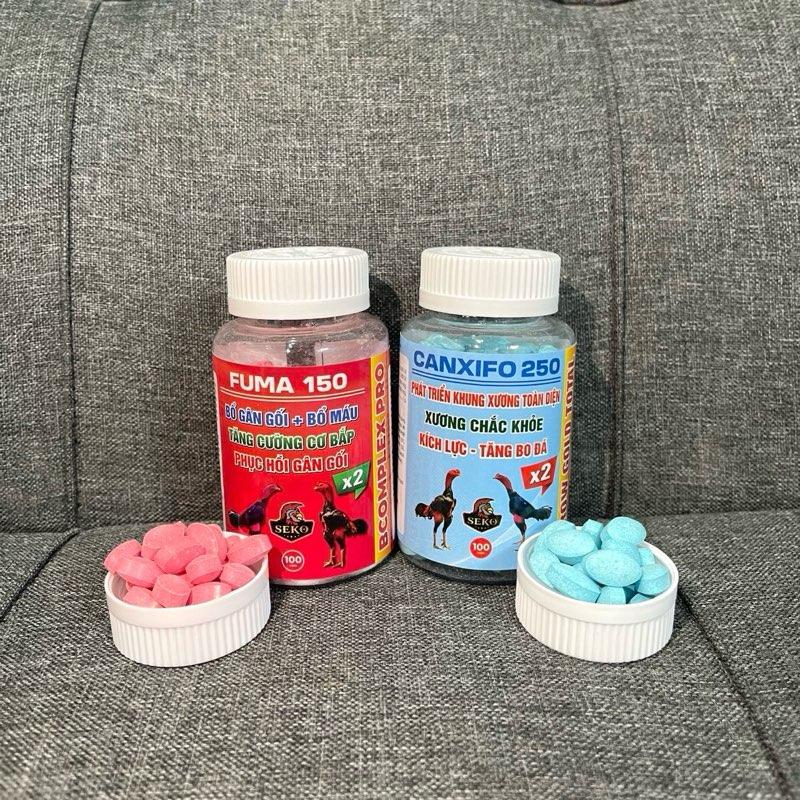 COMBO 2 LỌ BỔ GÂN GỐI FUMA 150 & Bổ Máu Canxifo 250 X2 Tăng Thể Lực Cho Gà Chọi