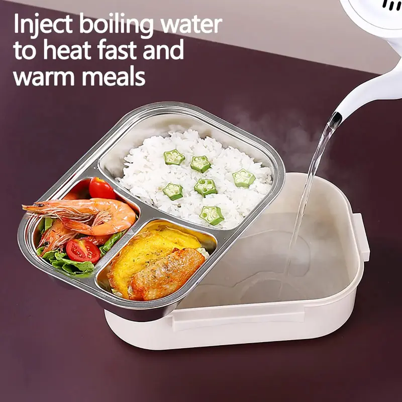 1000ml kotak makan stainless 3 sekat+tempat sup 200ml /Lunch box stainless tahan panas dan anti tumpah 4