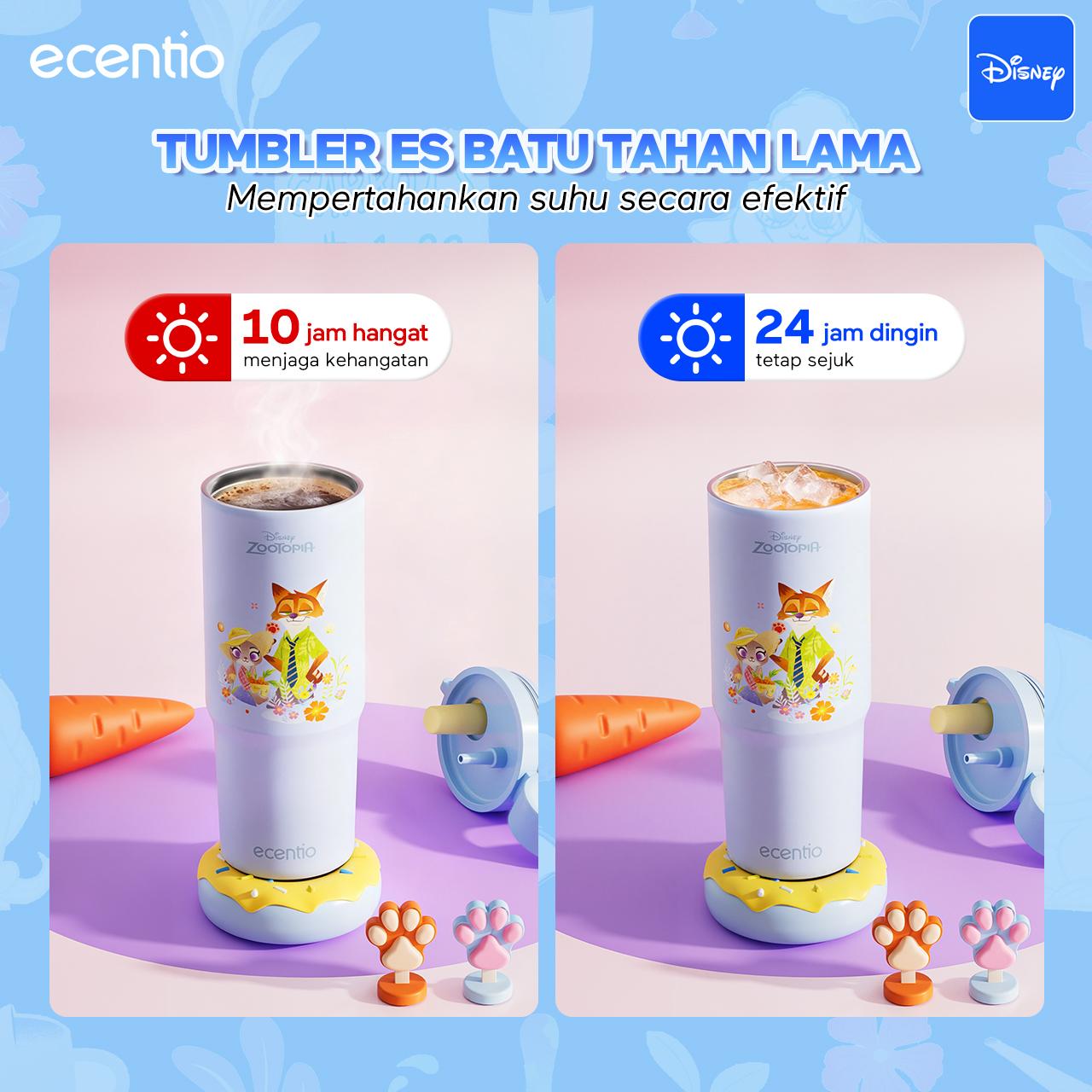 【K】Ecentio Tumbler  Zootopia Stainless 316 Co-brand 750ml Tahan Panas Dingin 24 Jam Botol MinumHitam Klasik