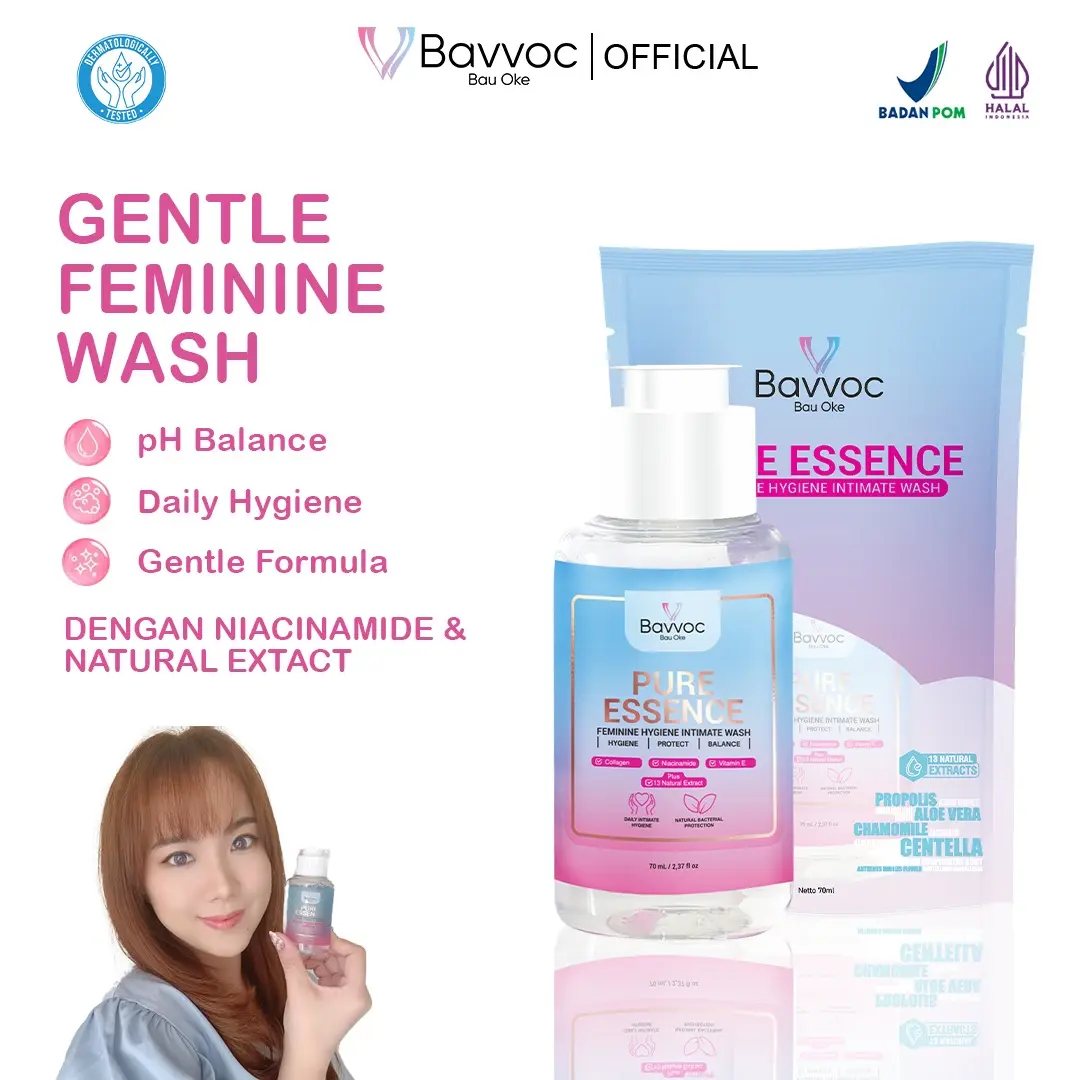 BAVVOC Sabun Pembersih Kewanitaan - Pure Essence Feminine Hygiene Wash I Propolis, Manjakani I Niacinamide I Aman Kulit Sensitif