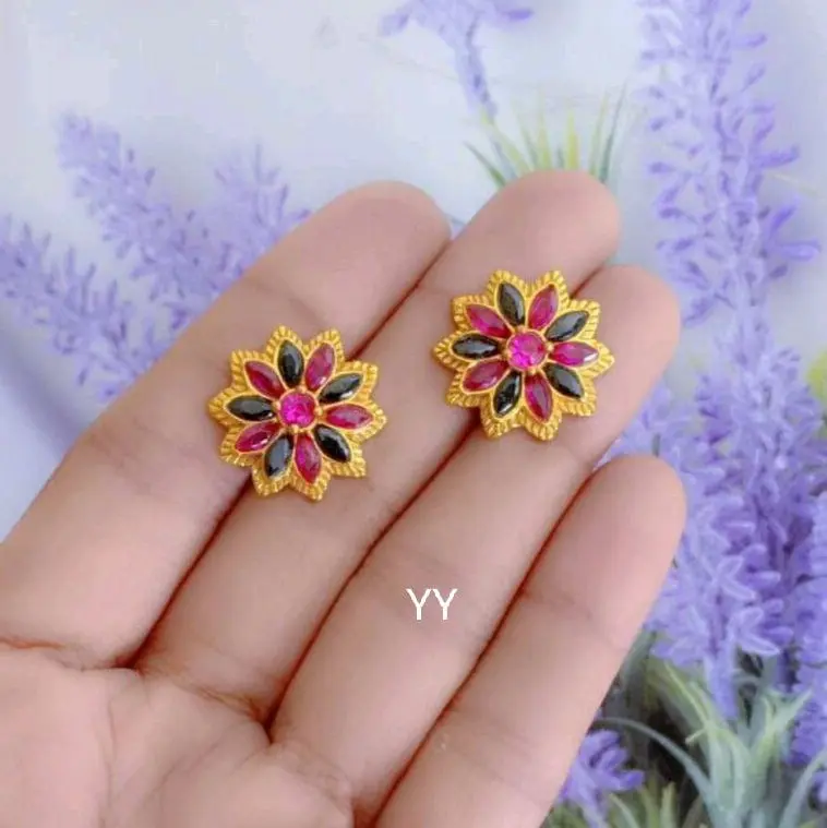 Anting Perhiasan Gold titanium permata asli