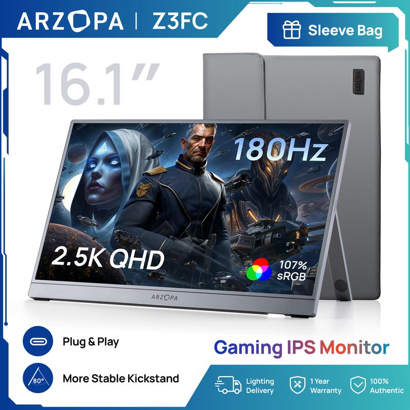 【Live special ARZOPA Z3FC Màn hình chơi game Cầm Tay với tần số quét 180Hz Màn hình 16,1 " Tương thích với iPad PC Mac Điện thoại Xbox PS4 được thiết kế cho người dùng