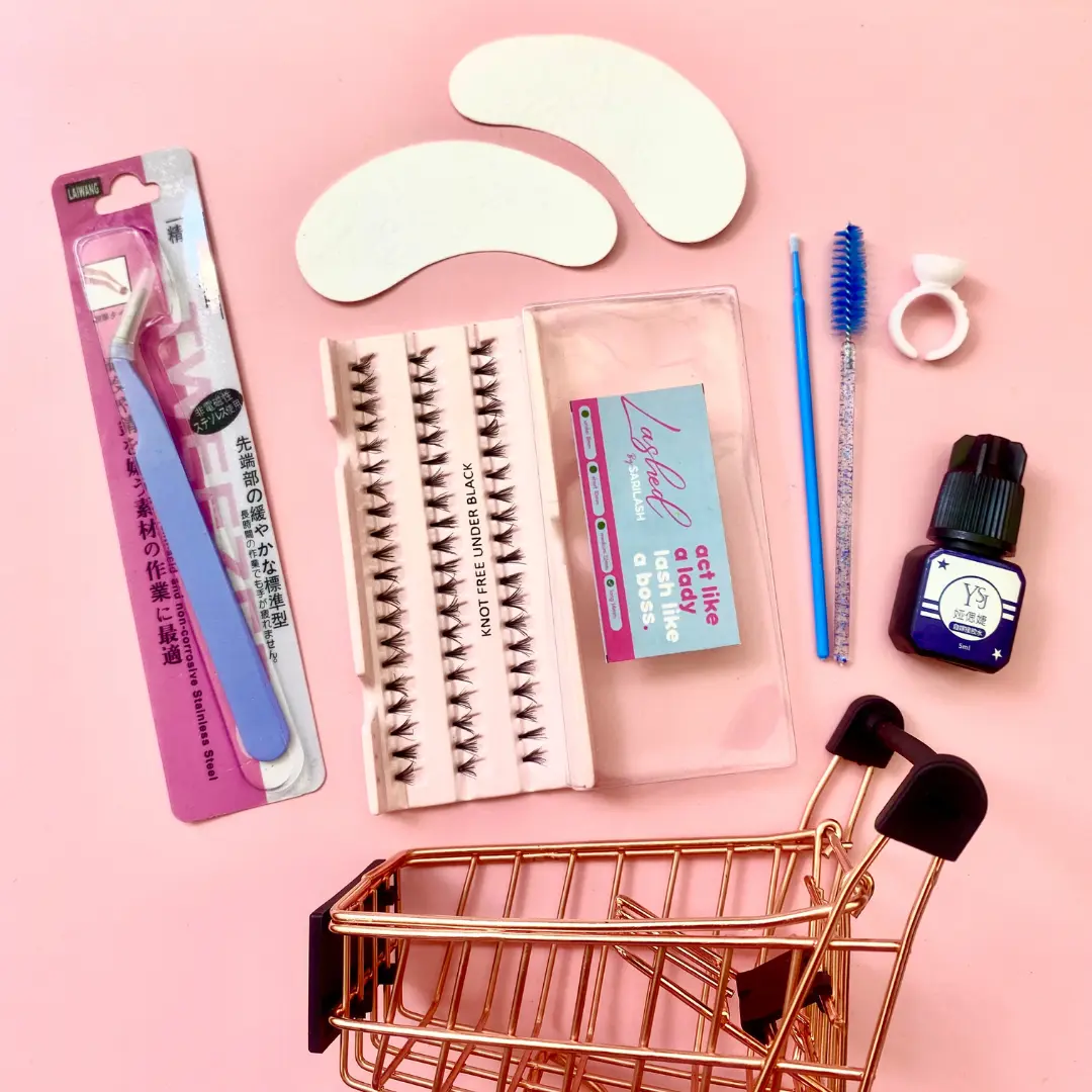 Paket Fake Eyelashes Cluster Lash Bulu Mata Knot Lentik - Isi 8 Package Lem Ysj Tahan 45 Minggu