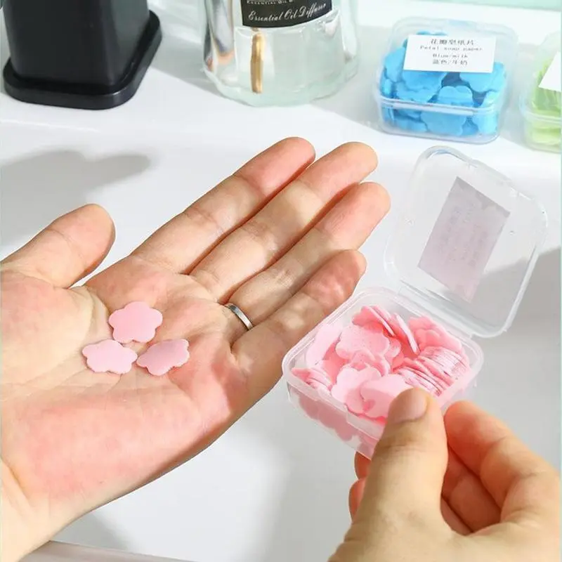 100 CÁI Giấy xà phòng dùng một lần Giấy xà phòng du lịch Rửa tay Bồn tắm làm sạch Tấm lát có mùi