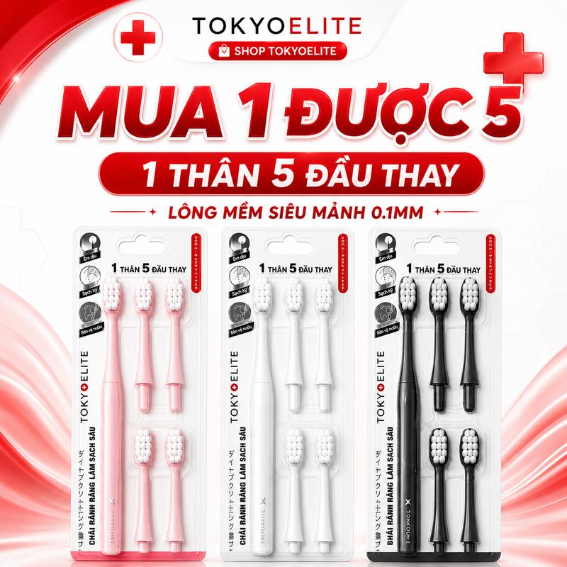 TokyoLife Bộ Đôi Chăm Sóc Răng Toàn Diện Cao Cấp - 3 Bàn Chải Đầu Lớn 10000 Sợi