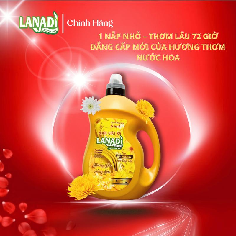 Nước Giặt Xả LANADI 5in1 Phiên Bản Pro Max Premium Pertume Hương Hoa Nồng Nàn Siêu Lưu Hương 72h Sạch Nhanh Trắng Sáng 3.6kg