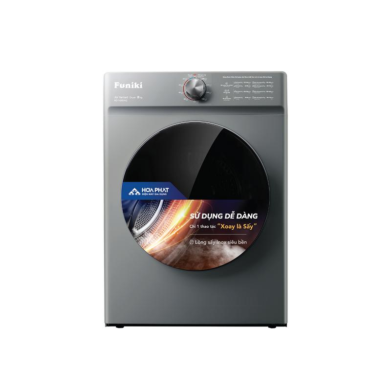 Funiki Máy Sấy Thông Hơi HD V680AG 8kg - Lồng Inox Chống Gỉ, Công Nghệ Sấy Đảo Chiều, Khô Đều, Không Vón Cục