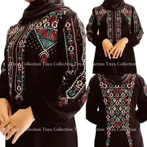Abaya hitam dubai bordir premium gamis bordir gamis turkey terbaru dress wanita muslim Maxi Mewah Turki Arab Syari Cantik