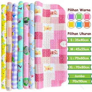 Perlak Bayi Karet Anti Air Waterproof Alas Ompol Ukuran Lengkap Travel - Jumbo S-M-L-XL-XXL Murah Grosir