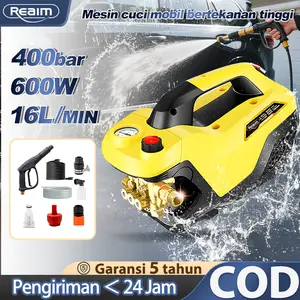 REAIM Jet Cleaner Mesin Cuci Steam Mobil & Motor | Pressure Washer dengan Tekanan Tinggi 400Bar 600W 16L/min(Nozzle Adjustable, Cocok Cuci Mesin/Bodi/Kaca Mobil/Motor)Material Anti Karat & Tahan Lama