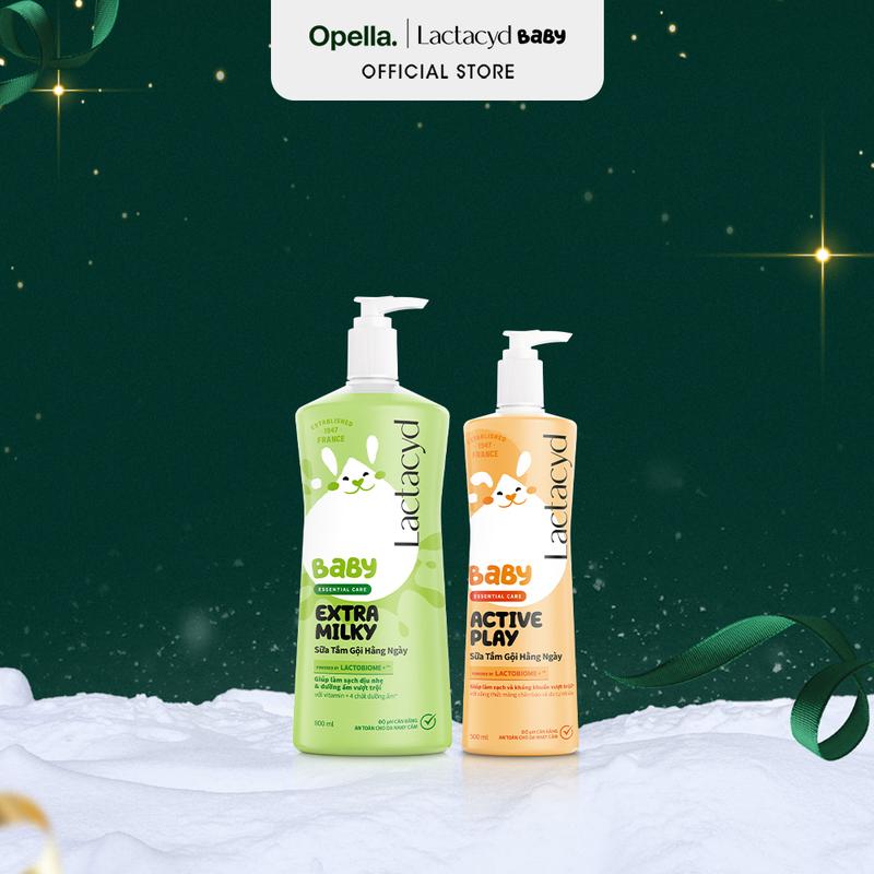 Bộ Sữa Tắm Gội Trẻ Em Lactacyd Baby Extra Milky Size Jumbo 800ml + Chai Sữa Tắm Gội Trẻ Em Active Play 500ml