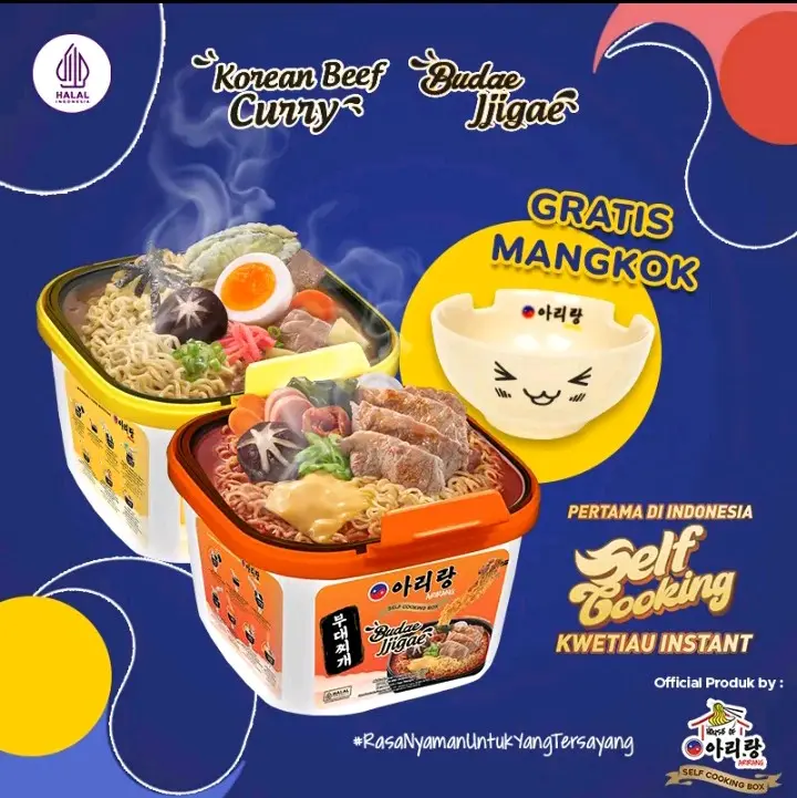 Mie Arirang Budaejigae Curry Self Cooking 2Box - kuah, Noodles Instan Pedas
