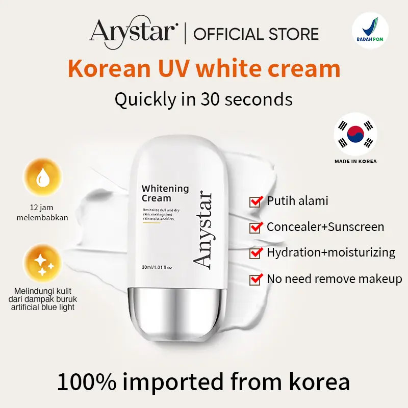 (Korea BPOM-COD) Anystar Skin Fit Tone up cream 30ml|Primer cream Invisible pore |Whitening and Mositurizing |Waterproof Foundation |Makeup Base All Day |Natural skin tone 0