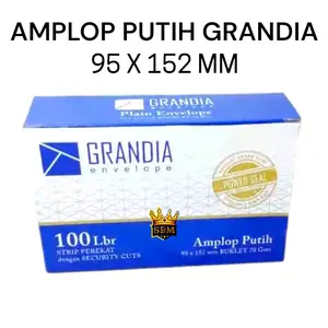ATG ~ AMPLOP PUTIH POLOS SEDANG 104 GRANDIA ISI 100 LEMBAR kualitas paperline ( sudah ada lem ) PROMO !!!