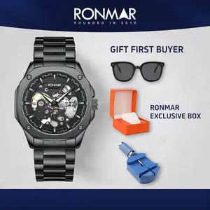 [NEW] Ronmar Jam Tangan Mekanikal Ronmar Skeleton – Automatic Tanpa Baterai, Stainless Steel Hitam
