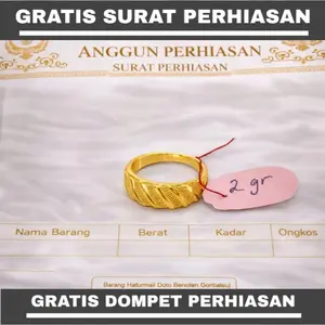 Cincin Garis Ulir Cantik Lapisan E.M.A.S Muda Asli Gratis dompet Dan Surat Perhiasan Dari Toko