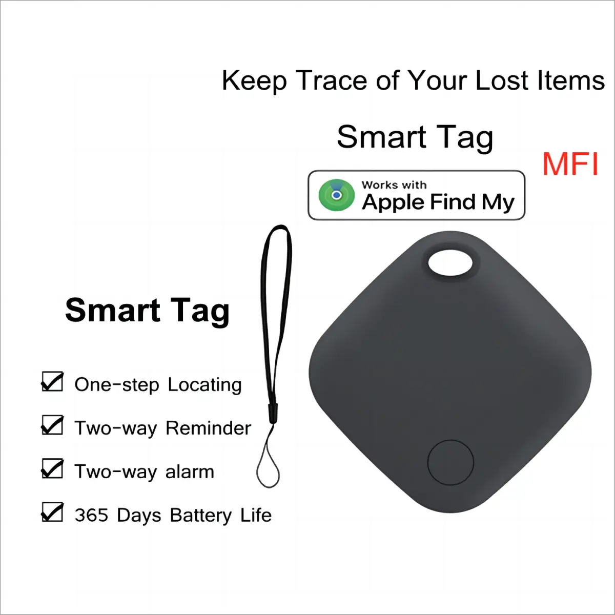 MFI Smart Tracker Perpdua GPS Locator Works IOS System Find My Smart Finder For Keys Wallets Pets Children Anti-lost